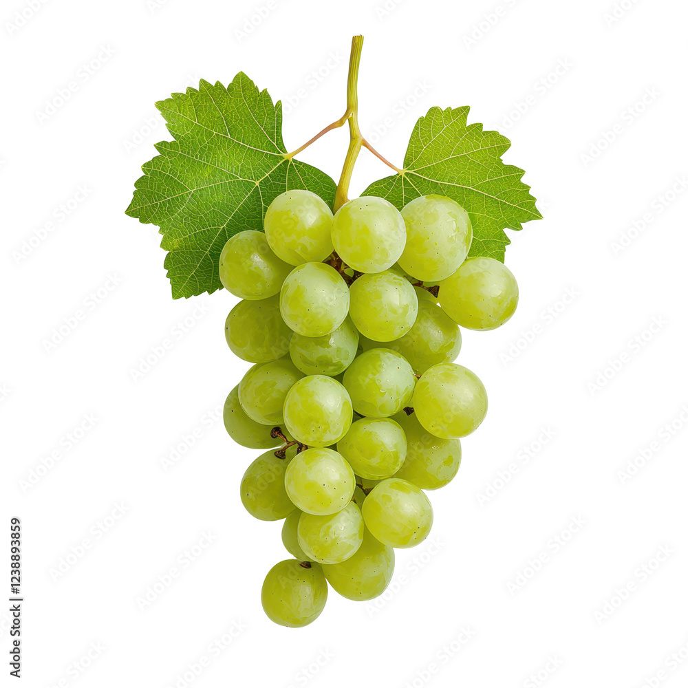 Fresh green grapes with leaves, perfect for healthy snacking and vibrant presentations. Fresh green grapes with leaves, perfect for healthy snacking and vibrant presentations.