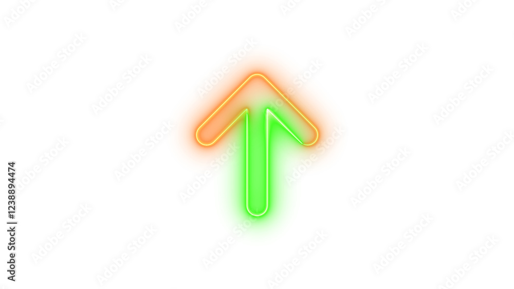 Neon arrow up icon brown green color glowing with transparent background Neon arrow up icon brown green color glowing with transparent background