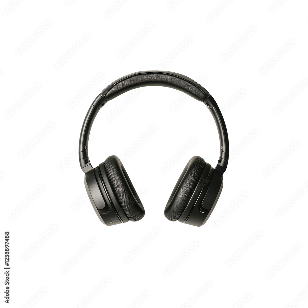 Fototapeta premium Stylish black headphones designed for immersive audio experiences.