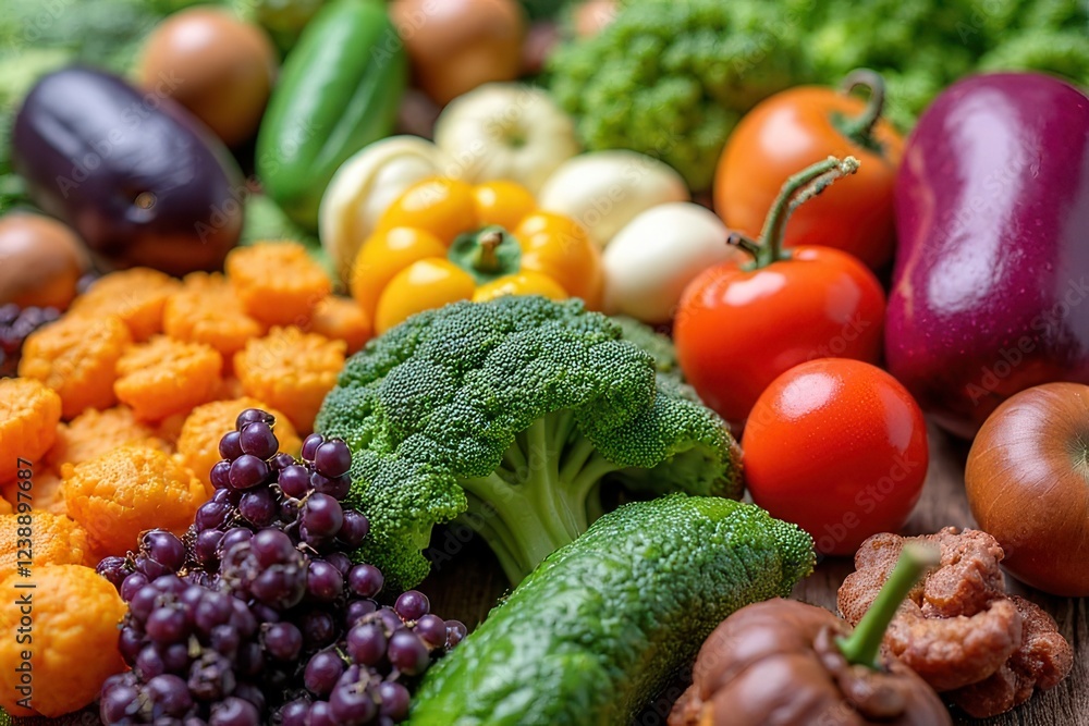 Colorful display of functional foods linking obesity prevention, gut microbiome research, and clinical nutrition studies Colorful display of functional foods linking obesity prevention, gut microbiome research, and clinical nutrition studies