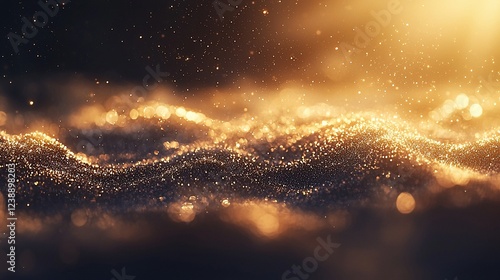 Wallpaper Mural Golden particles wave abstract background Torontodigital.ca