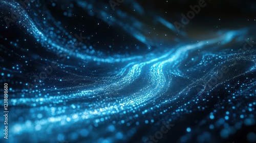 intricate 3d visualization of neural pathways glowing with bioluminescent blue energy, floating in dark space with dynamic synaptic connections, abstract network patterns emerging photo