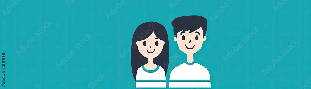 Happy couple, teal background, website header, relationship Happy couple, teal background, website header, relationship
