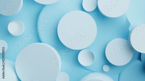 Abstract light blue 3D background with various sized circles.