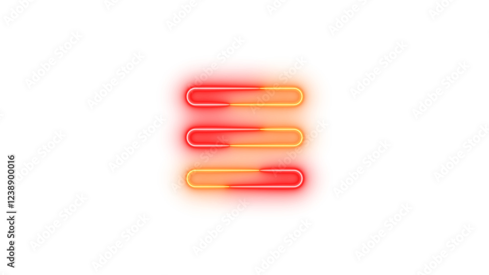 Neon bars icon brown red color glowing with transparent background Neon bars icon brown red color glowing with transparent background