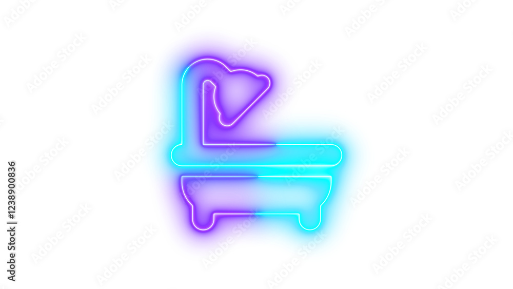 Neon bath icon cyan purple color glowing with transparent background Neon bath icon cyan purple color glowing with transparent background