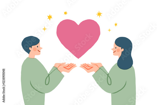 ハートを持つ男女のイラスト

