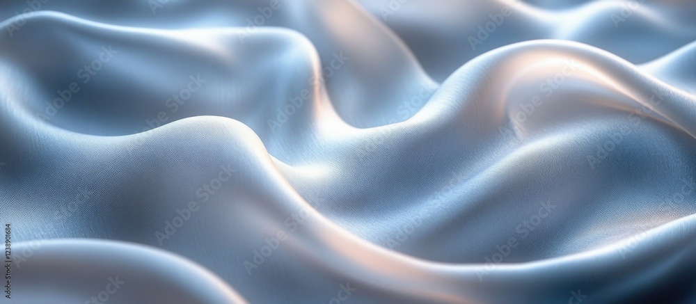 Obraz premium Smooth Light Blue Satin Fabric with Soft Folds and Gentle Illuminations