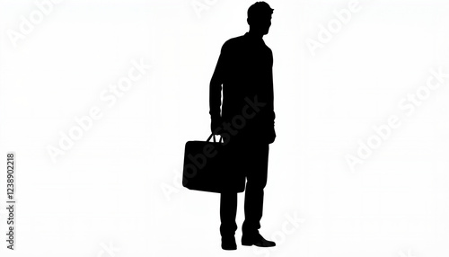 Man standing with suitcase in silhouette, journey and transitions