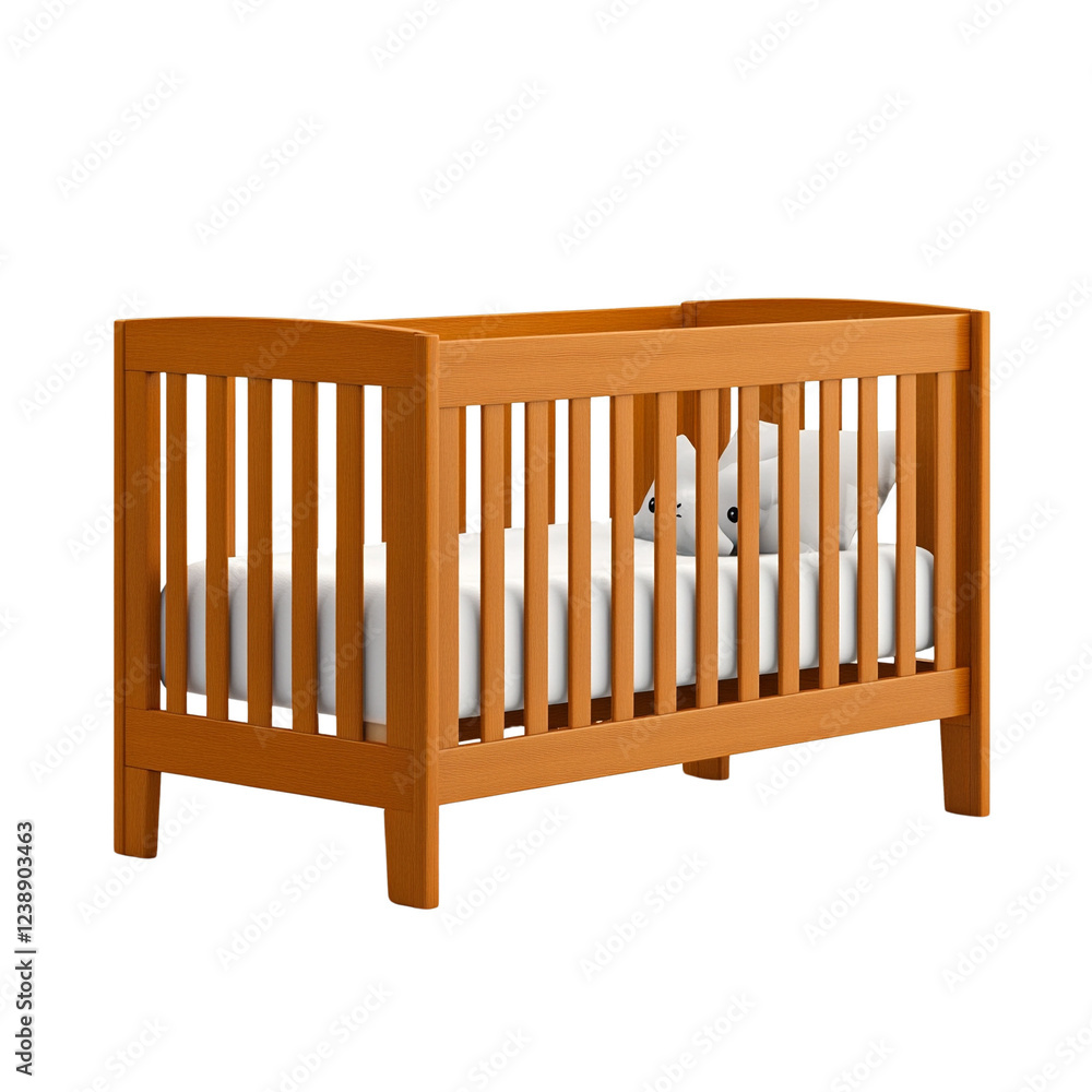 Wooden baby crib with mattress and soft fabric. Wooden baby crib with mattress and soft fabric.