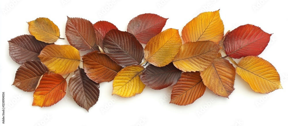 Obraz premium Autumn Foliage on White Background with Colorful Fall Leaves Arrangement