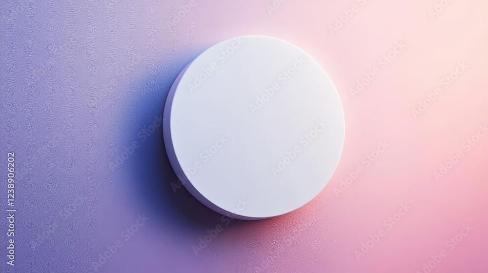 minimalist white circular sticker floating on soft gradient background, subtle shadow casting, clean professional product photography, macro detail minimalist white circular sticker floating on soft gradient background, subtle shadow casting, clean professional product photography, macro detail
