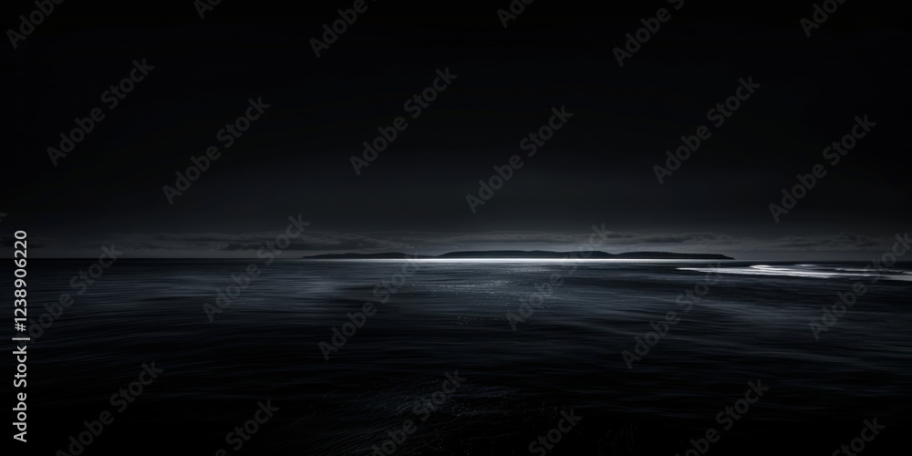 Fototapeta premium A dramatic and atmospheric seascape against a pure black background, Bold contrasts and emotional depth, Seascape minimalist style