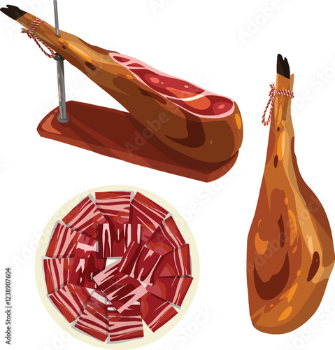 Jamón iberíco. Spanish illustration vector.