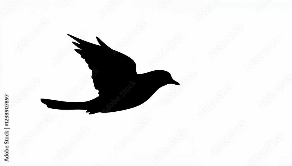 Obraz premium Bird in flight silhouette on white background, freedom concept