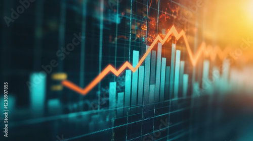 Wallpaper Mural Financial Stock Market Growth Chart with Orange Trend Line Torontodigital.ca