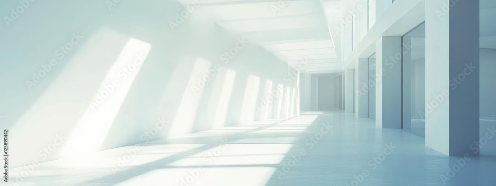 Fototapeta premium Modern architecture interior with large windows and natural light