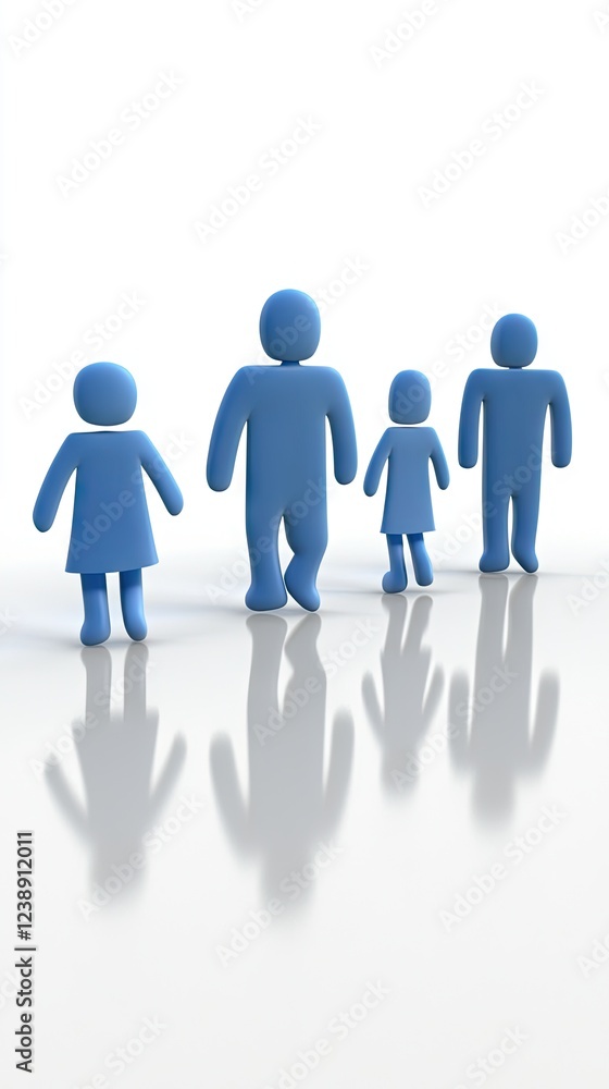 Family figures, unity, white background, togetherness, illustration, concept Family figures, unity, white background, togetherness, illustration, concept