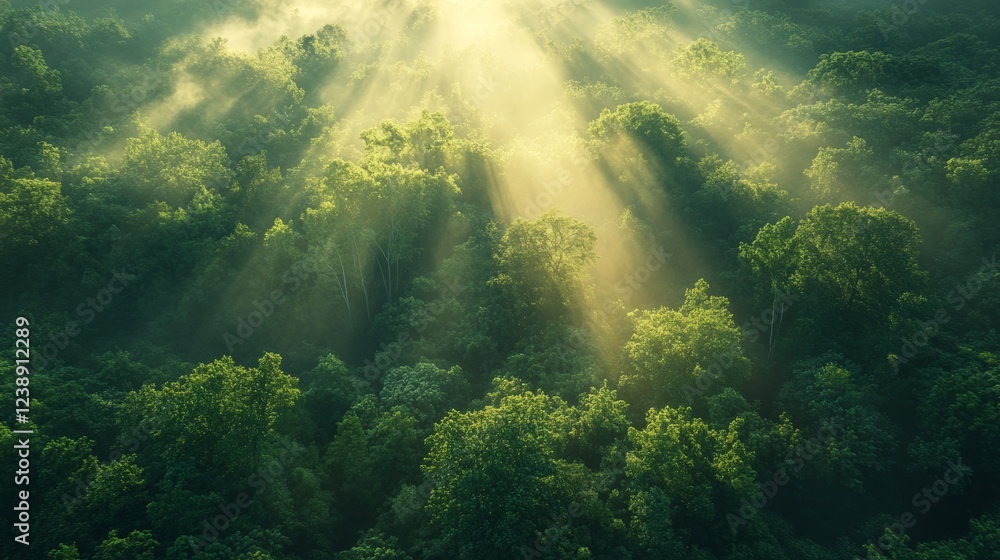 Fototapeta premium The beautiful and fresh dawn scenery in the forest