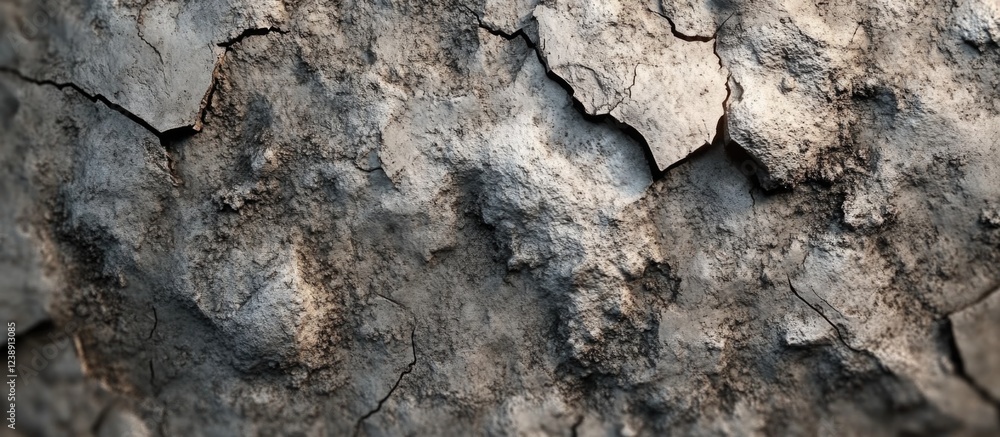 Naklejka premium Close-up of weathered and cracked tree bark texture with earthy tones