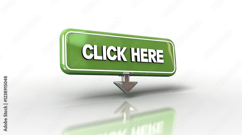 On a vibrant background, a 3D green rectangle button with the words On a vibrant background, a 3D green rectangle button with the words