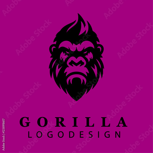 Fierce Gorilla Head Tribal Logo Design Vector for Branding, Digital Artwork, Emblems, and Wild Nature-Themed Creative Projects
