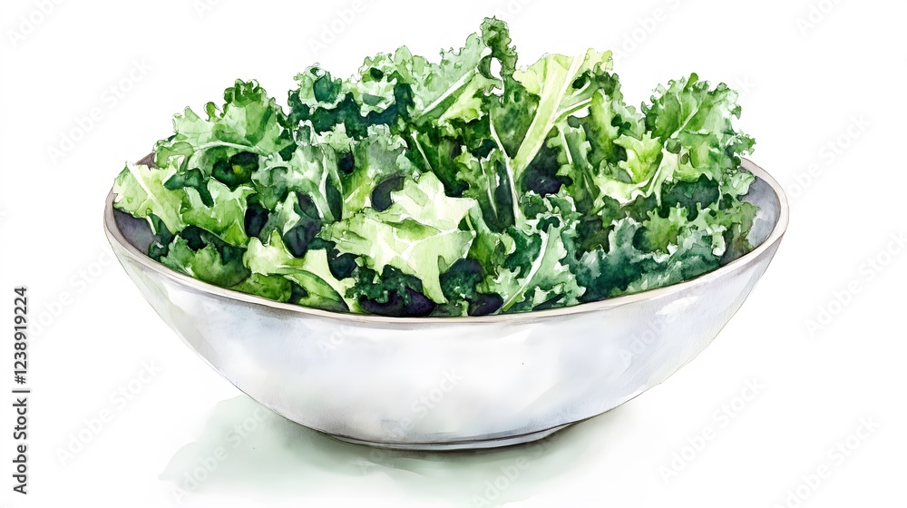 Fresh Kale Leaves in a White Bowl Fresh Kale Leaves in a White Bowl