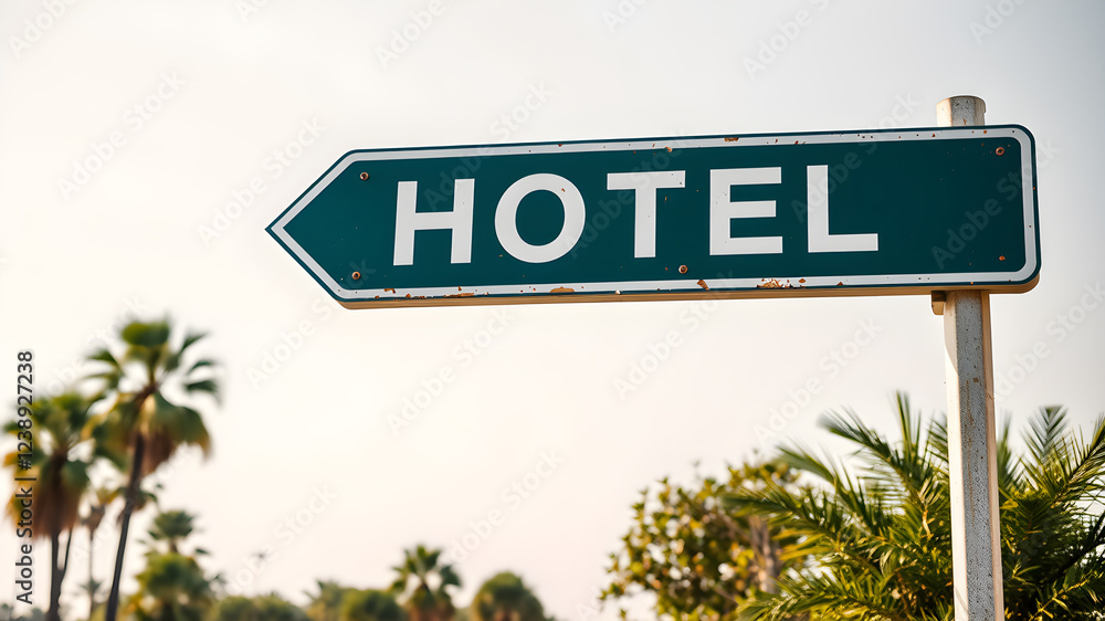 Obraz premium road sign that says hotel. Generative AI