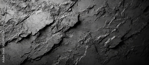 Textured gray wall surface with rugged patterns and uneven relief, suitable for background use, Copy Space available