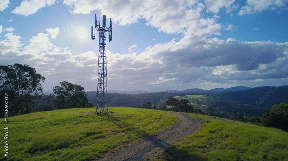 Obraz premium Cell Tower on a Hilltop Rural Landscape