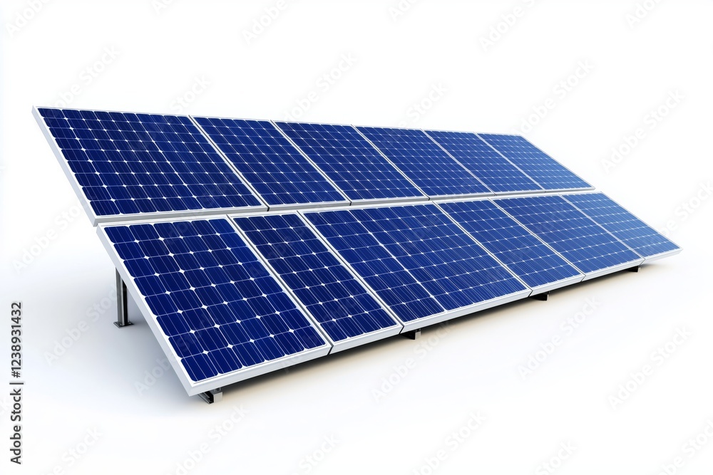 Panels or solar cells for healthy clean energy isolated on a white background