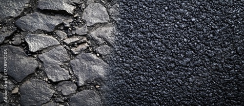 Wallpaper Mural Textured surface of cracked stones and smooth asphalt road side by side with dark colors and natural lighting, Copy Space Torontodigital.ca