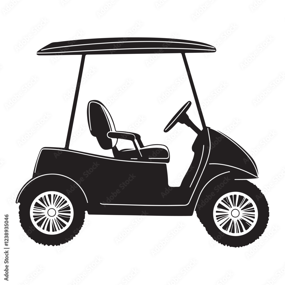 Black Golf Cart Outline – Perfect for Digital & Print Use Black Golf Cart Outline – Perfect for Digital & Print Use
