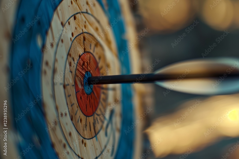 Arrow is hitting the very center of an archery target Arrow is hitting the very center of an archery target