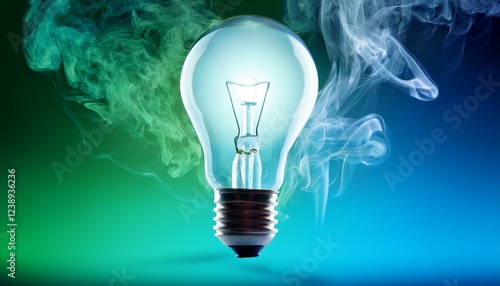 mild bulb emitting smoke towards blue and inexperienced backgrounds