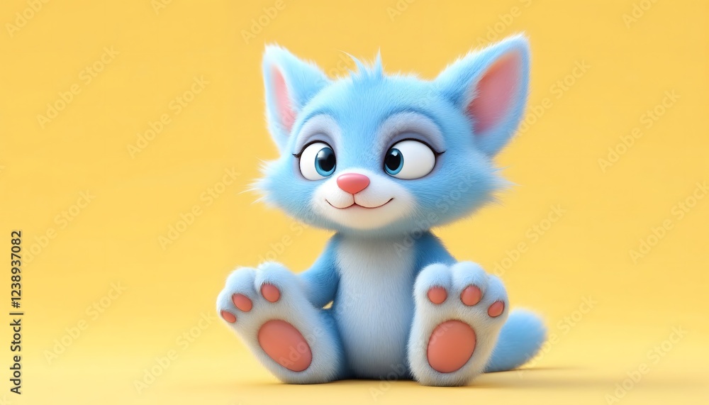 Adorable Blue Kitten 3d Render Cute Cartoon Cat Adorable Blue Kitten 3d Render Cute Cartoon Cat