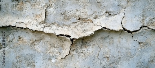 Cracked weathered wall surface with peeling plaster and visible texture and imperfections for architectural background Copy Space