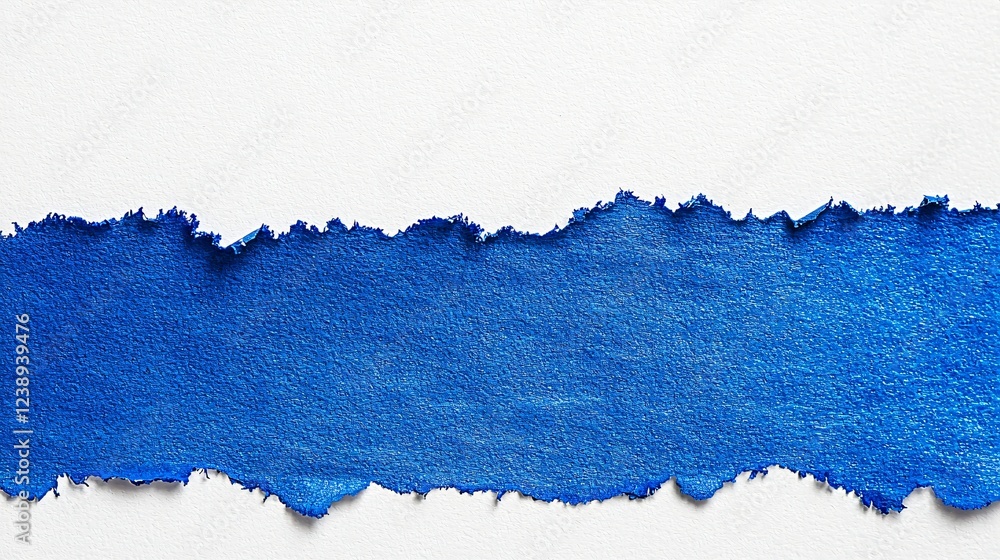 Torn blue paper on white background, design element Torn blue paper on white background, design element