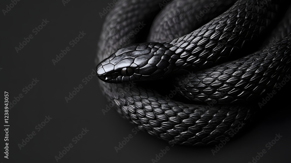 Fototapeta premium Morphing Snake:Coiled Serpent Transforms into Sinuous Rope in Minimalist Black and White