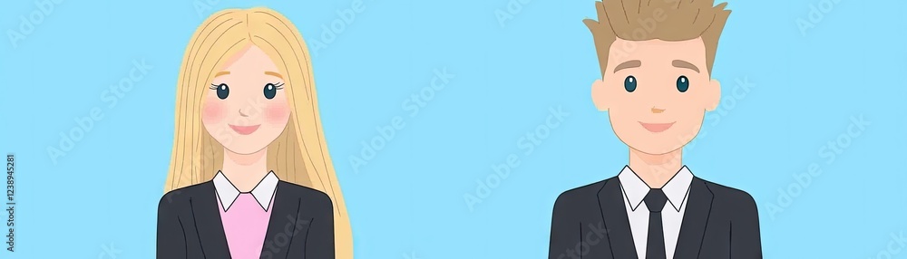 Businesspeople, team, collaboration, professionals, light blue background, website banner