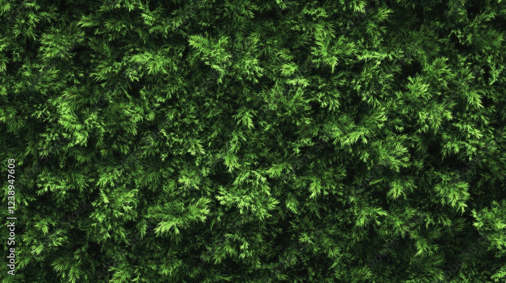 Dense green foliage background, lush leaves, top view, natural texture Dense green foliage background, lush leaves, top view, natural texture