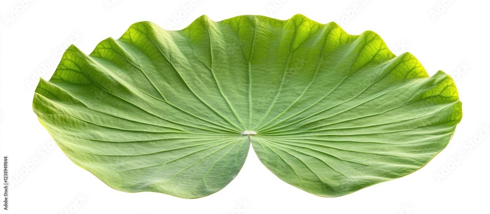 Fototapeta premium Green Lotus Leaf Isolated on White Background with Copy Space