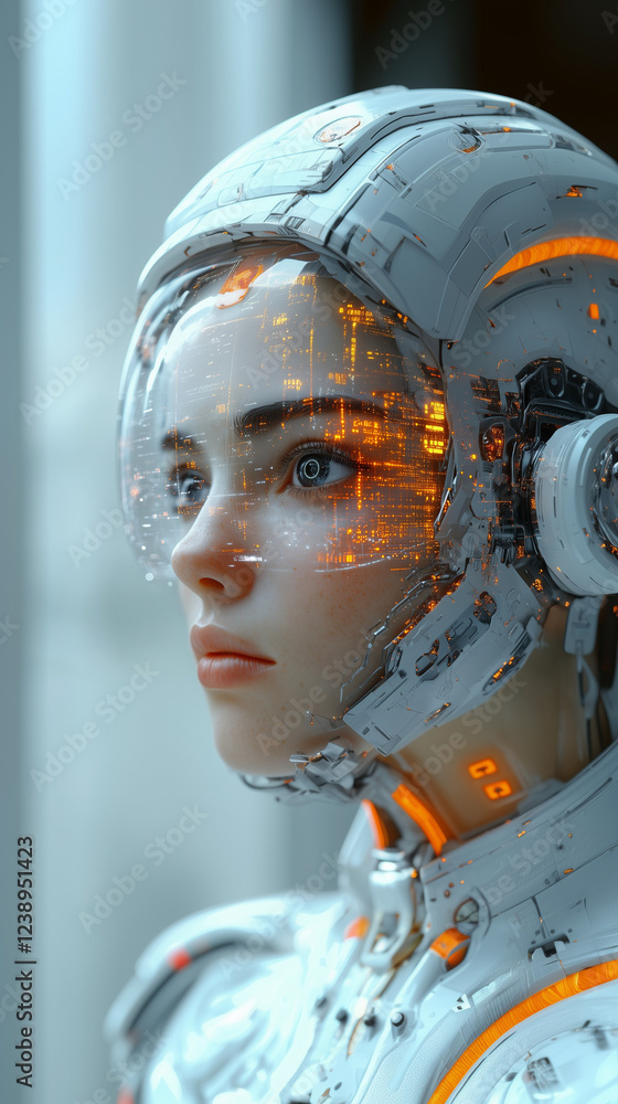 Fototapeta premium Futuristic Female Cyborg Portrait