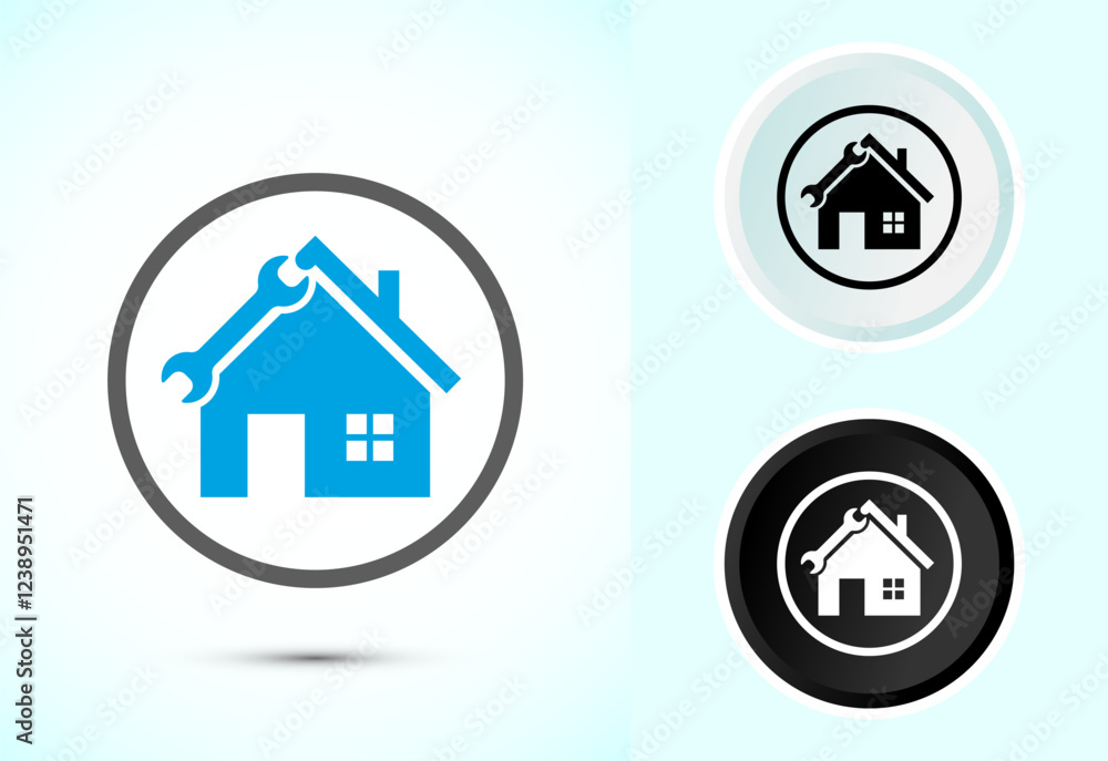 House repair icon design illustration. Home remodeling, repair or maintenance sign House repair icon design illustration. Home remodeling, repair or maintenance sign