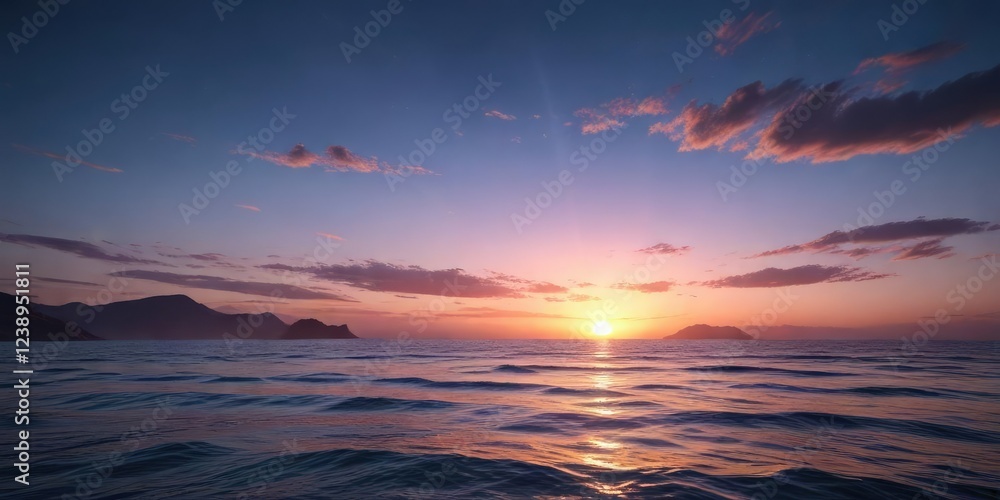 Obraz premium Oceanic twilight scene with blue rays background texture , sky, soothing