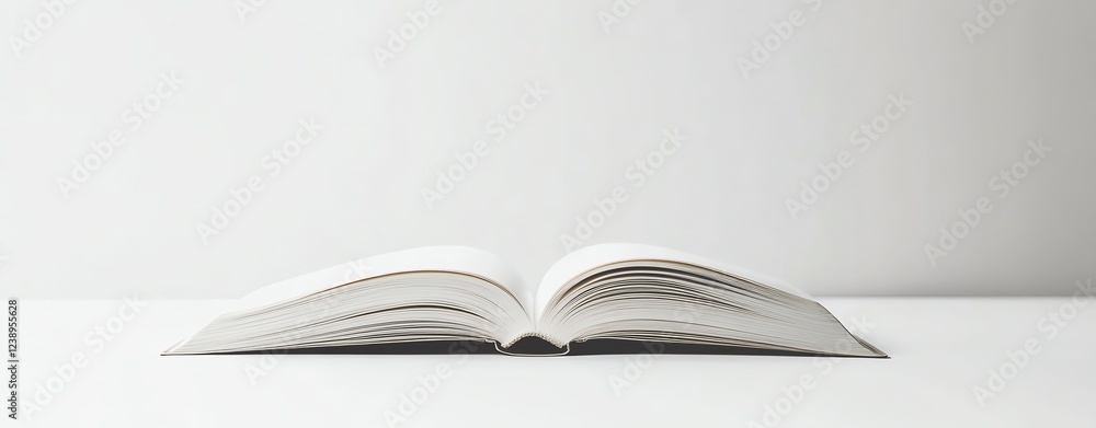 Obraz premium Open book on a table with blank pages and space.