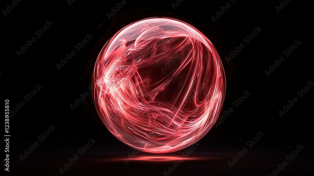 Vibrant Abstract Red Energy Sphere with Flowing Light Patterns Vibrant Abstract Red Energy Sphere with Flowing Light Patterns