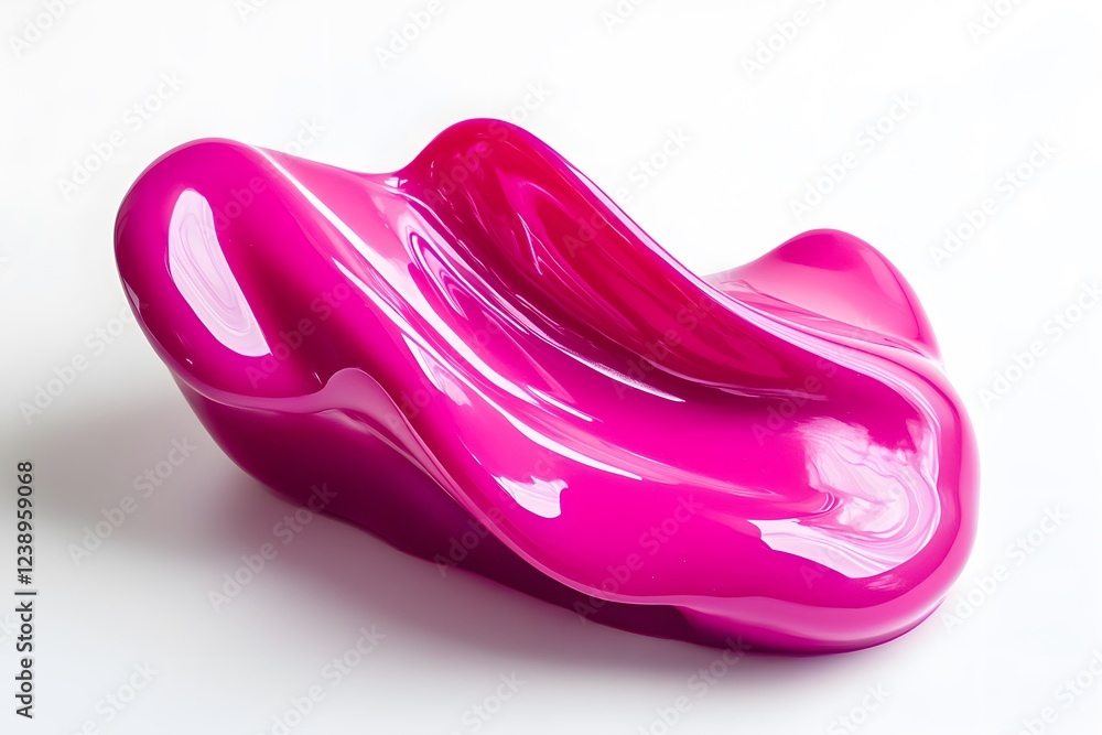 Vibrant magenta paint fluid flowing on a white background, creates a visual effect, generative AI Vibrant magenta paint fluid flowing on a white background, creates a visual effect, generative AI