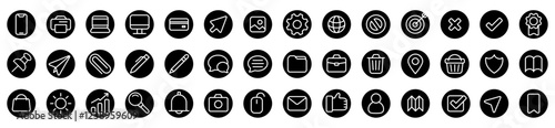 rounded line icon most used icons black background