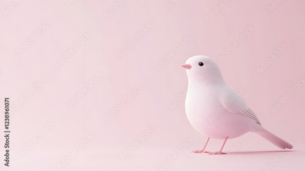 Tiny Clay Bird Perched on Pastel Lavender Background in 3D Tiny Clay Bird Perched on Pastel Lavender Background in 3D